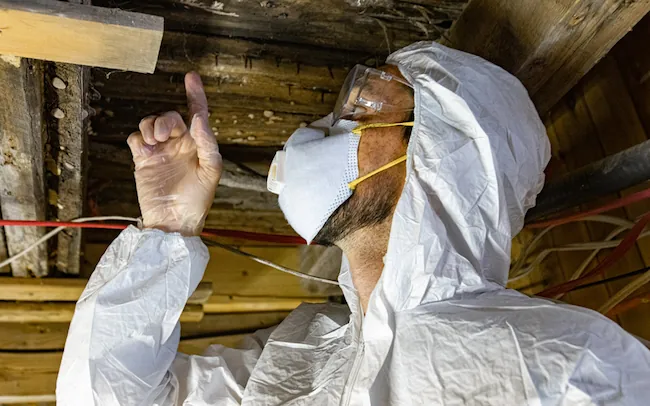 Moisture control expert in crawl space in Pensacola