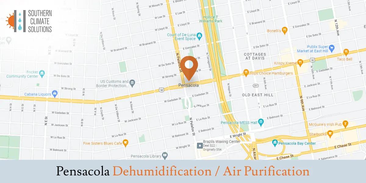 Pensacola location map of Southern Climate Solutions